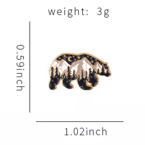 4/$20 Wilderness Moonlight Grizzly Bear Enamel Pin - Picture 2 of 2